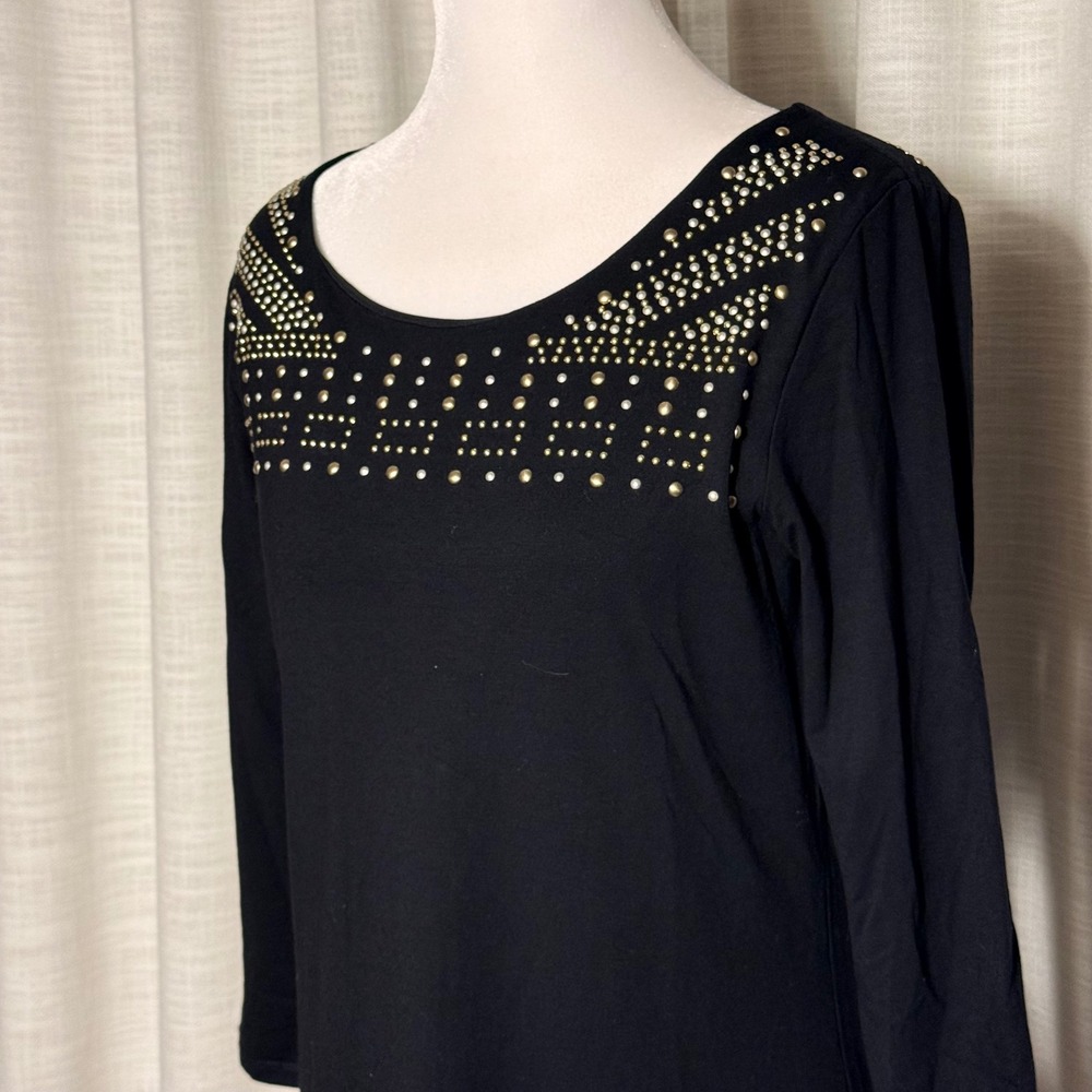 Rachel Rachel Roy Studded Dress S Black Long Sleeve Embellished cocktail edgy